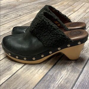 Lucky Brand Black Leather Clogs Size 9